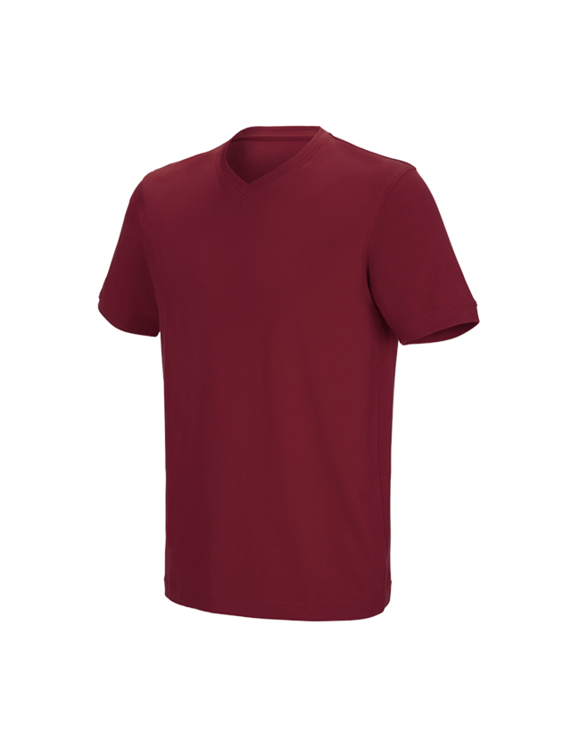 Emner: e.s. T-shirt cotton stretch V-Neck + bordeaux
