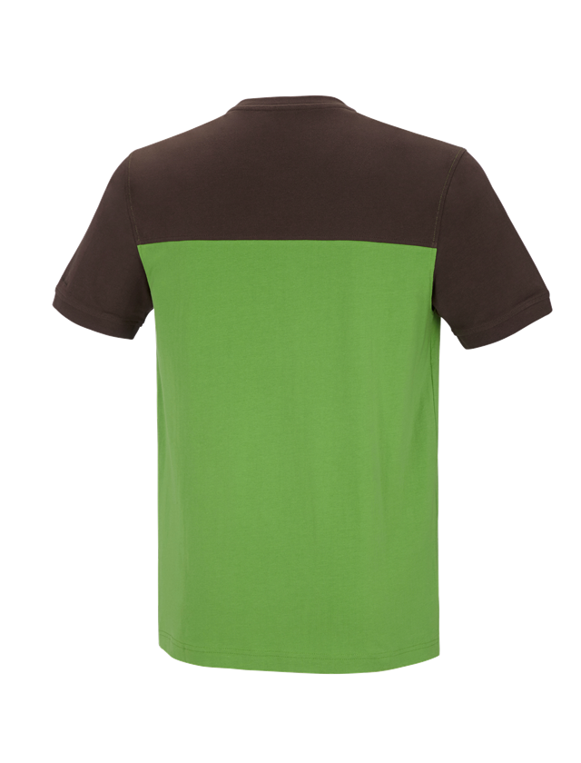 T-Shirts, Pullover & Skjorter: e.s. T-shirt cotton stretch bicolor + havgrøn/kastanje 1