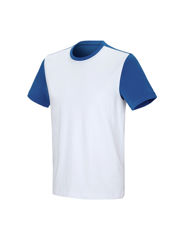 T-Shirts, Pullover & Skjorter: e.s. T-shirt cotton stretch bicolor + hvid/ensianblå 2