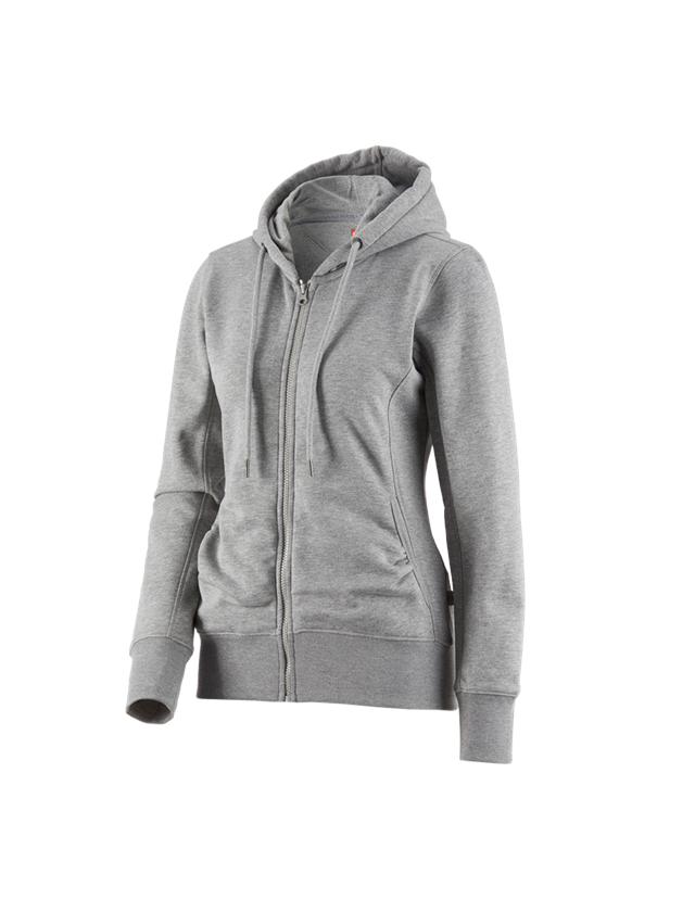 Shirts, Pullover & more: e.s. Hoody sweatjacket poly cotton, ladies' + grey melange