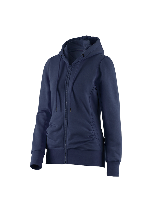 Shirts, Pullover & more: e.s. Hoody sweatjacket poly cotton, ladies' + navy