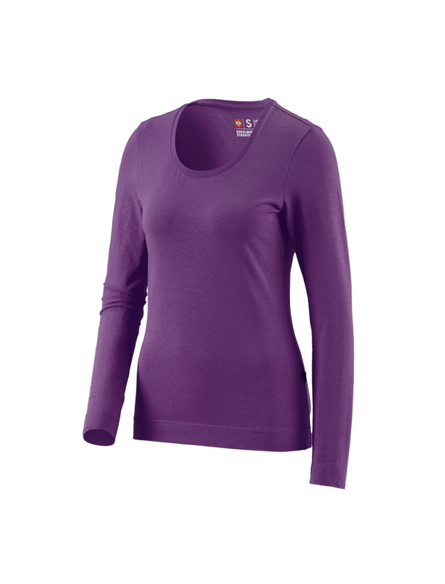T-Shirts, Pullover & Skjorter: e.s. Longsleeve cotton stretch, damer + violet
