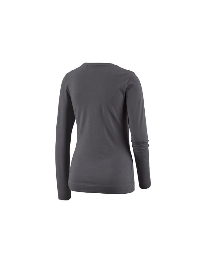 T-Shirts, Pullover & Skjorter: e.s. Longsleeve cotton stretch, damer + antracit 1