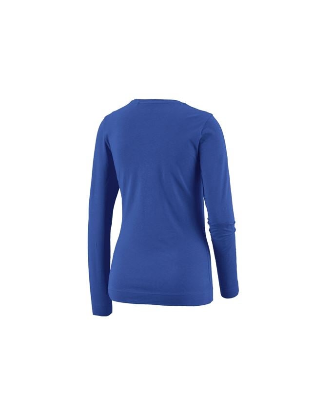 T-Shirts, Pullover & Skjorter: e.s. Longsleeve cotton stretch, damer + kornblå 1