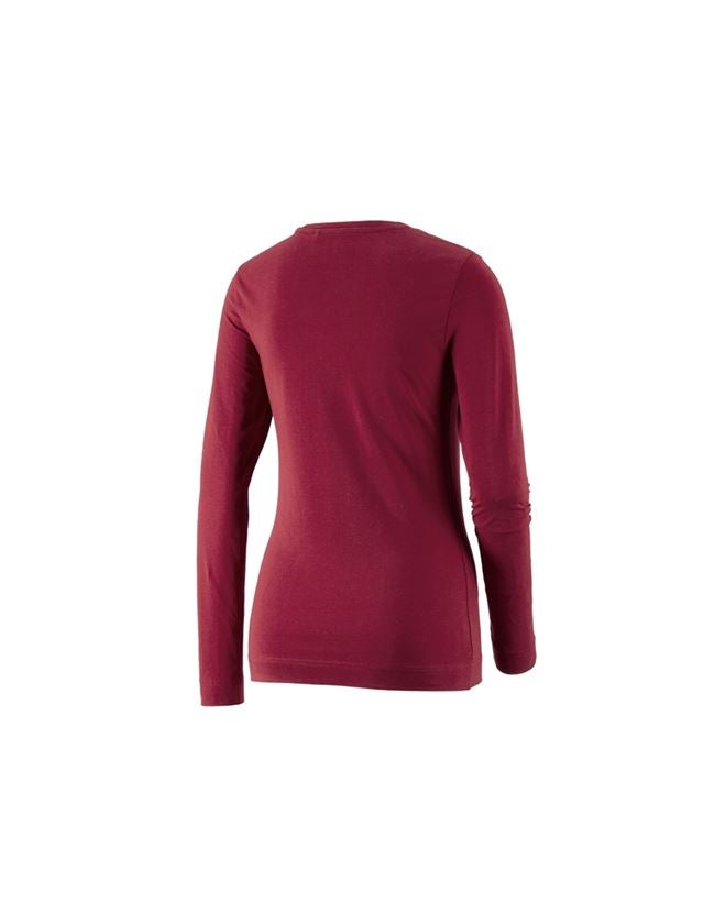 T-Shirts, Pullover & Skjorter: e.s. Longsleeve cotton stretch, damer + bordeaux 1