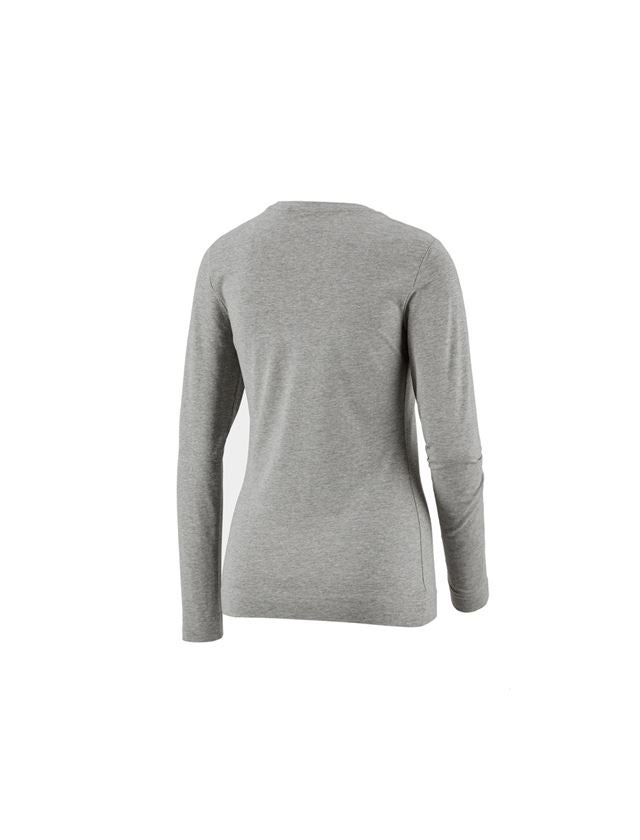 T-Shirts, Pullover & Skjorter: e.s. Longsleeve cotton stretch, damer + gråmeleret 1