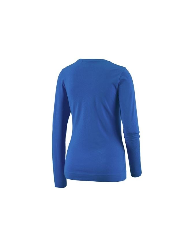 T-Shirts, Pullover & Skjorter: e.s. Longsleeve cotton stretch, damer + ensianblå 3