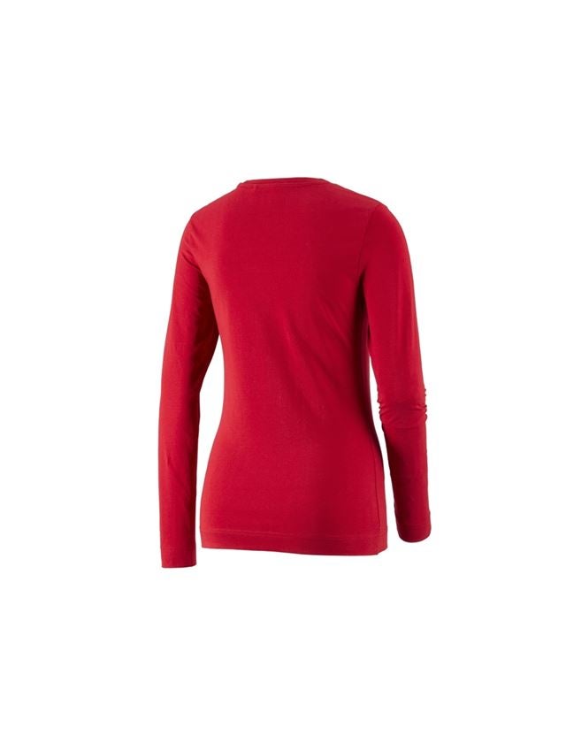 T-Shirts, Pullover & Skjorter: e.s. Longsleeve cotton stretch, damer + ildrød 1