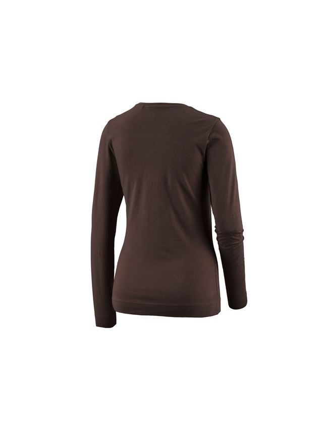 T-Shirts, Pullover & Skjorter: e.s. Longsleeve cotton stretch, damer + kastanje 1