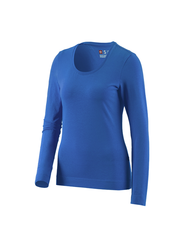 T-Shirts, Pullover & Skjorter: e.s. Longsleeve cotton stretch, damer + ensianblå 2