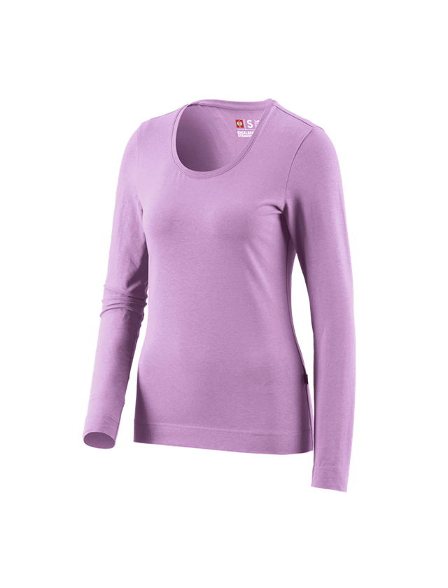 T-Shirts, Pullover & Skjorter: e.s. Longsleeve cotton stretch, damer + lavendel