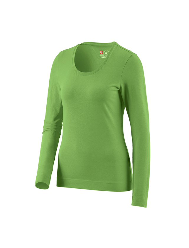 T-Shirts, Pullover & Skjorter: e.s. Longsleeve cotton stretch, damer + havgrøn 2