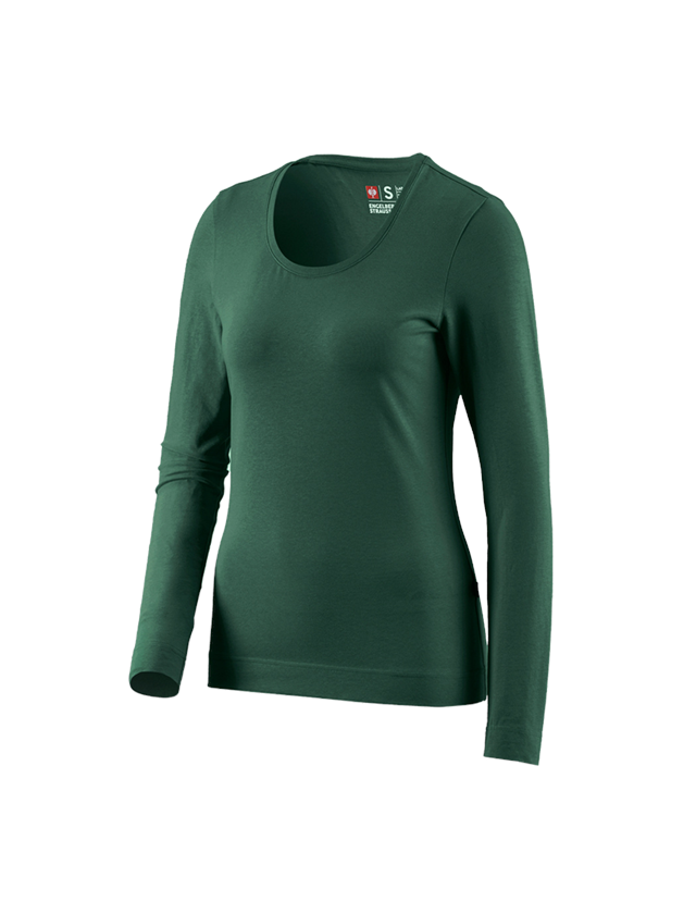 T-Shirts, Pullover & Skjorter: e.s. Longsleeve cotton stretch, damer + grøn