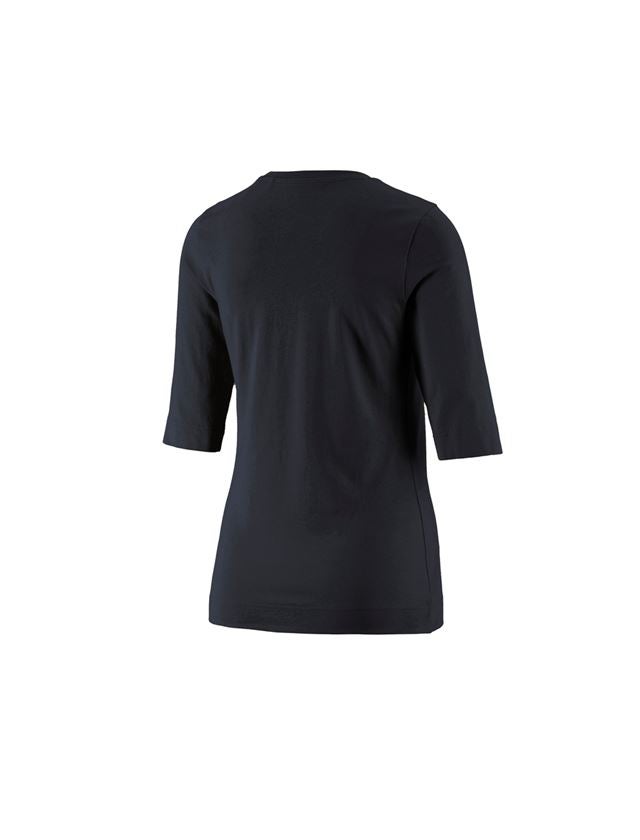 T-Shirts, Pullover & Skjorter: e.s. Shirt 3/4-ærmer cotton stretch, damer + sort 2