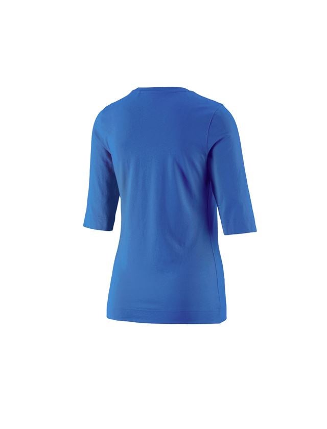 T-Shirts, Pullover & Skjorter: e.s. Shirt 3/4-ærmer cotton stretch, damer + ensianblå 3