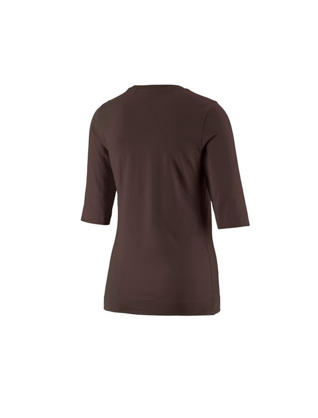 T-Shirts, Pullover & Skjorter: e.s. Shirt 3/4-ærmer cotton stretch, damer + kastanje 1