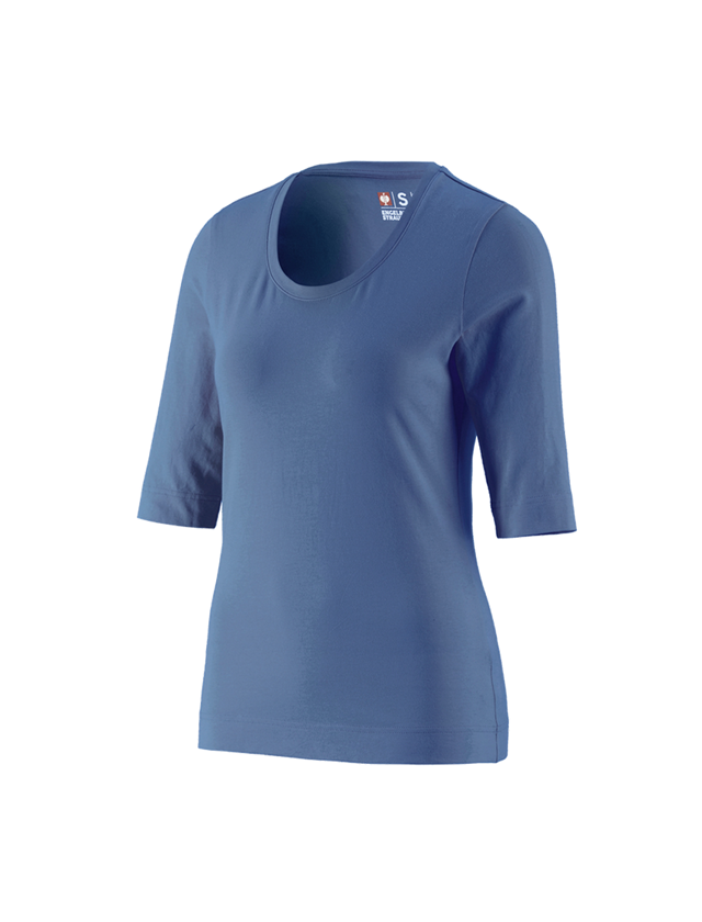 T-Shirts, Pullover & Skjorter: e.s. Shirt 3/4-ærmer cotton stretch, damer + kobolt