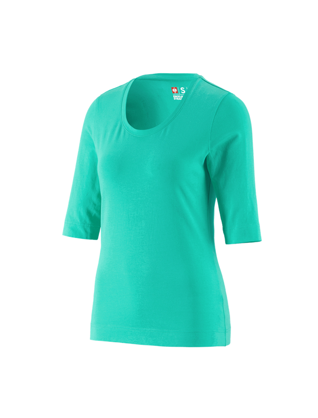 T-Shirts, Pullover & Skjorter: e.s. Shirt 3/4-ærmer cotton stretch, damer + lagune