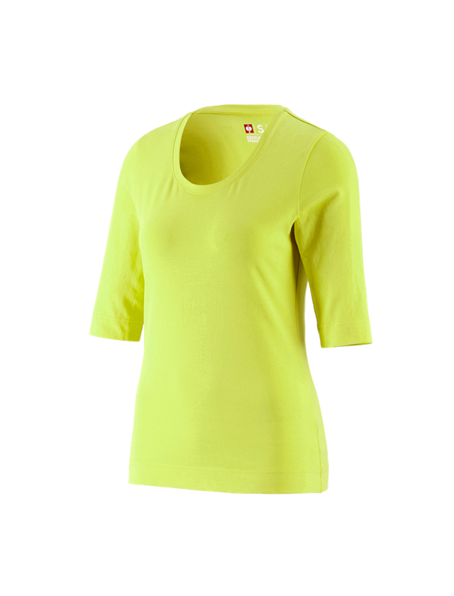 T-Shirts, Pullover & Skjorter: e.s. Shirt 3/4-ærmer cotton stretch, damer + majgrøn
