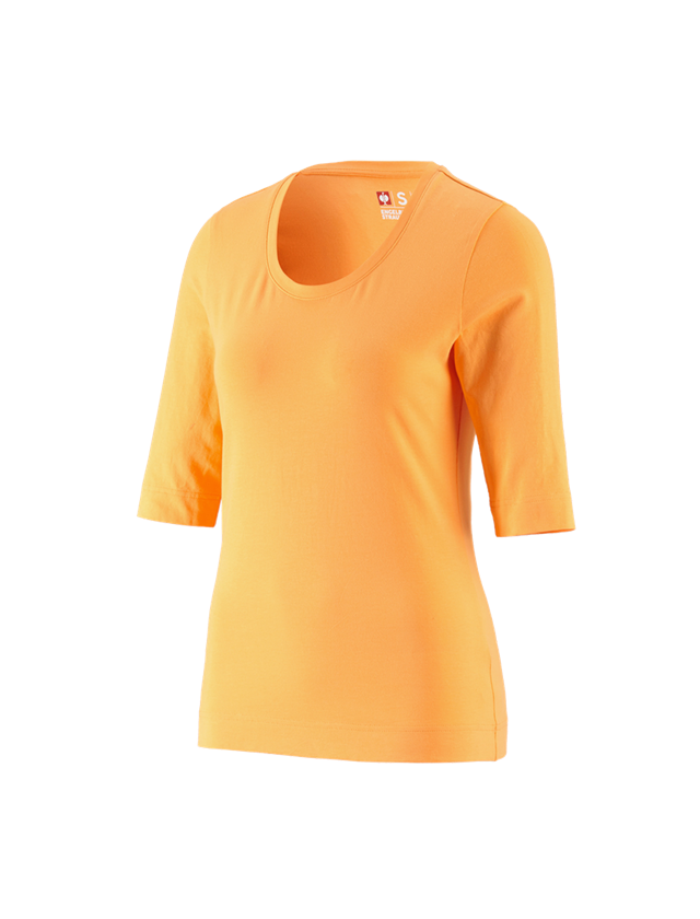 T-Shirts, Pullover & Skjorter: e.s. Shirt 3/4-ærmer cotton stretch, damer + lys orange