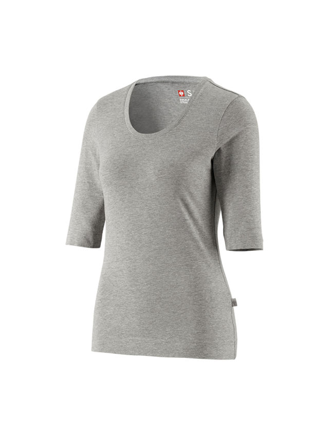 Gardening / Forestry / Farming: e.s. Shirt 3/4 sleeve cotton stretch, ladies' + grey melange
