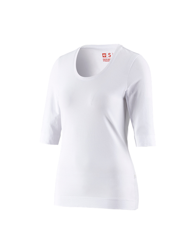 T-Shirts, Pullover & Skjorter: e.s. Shirt 3/4-ærmer cotton stretch, damer + hvid