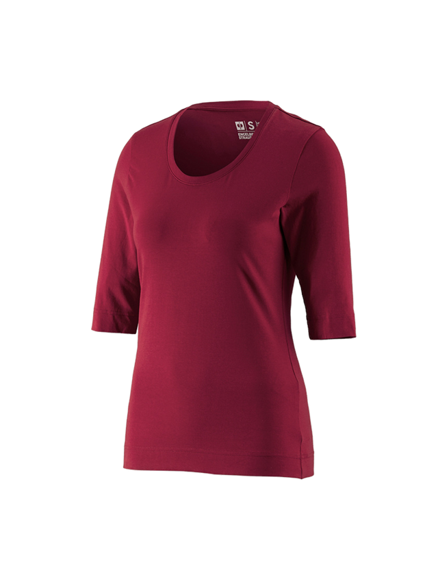 T-Shirts, Pullover & Skjorter: e.s. Shirt 3/4-ærmer cotton stretch, damer + bordeaux