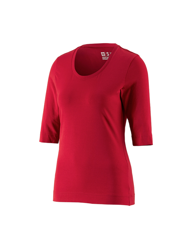 T-Shirts, Pullover & Skjorter: e.s. Shirt 3/4-ærmer cotton stretch, damer + ildrød