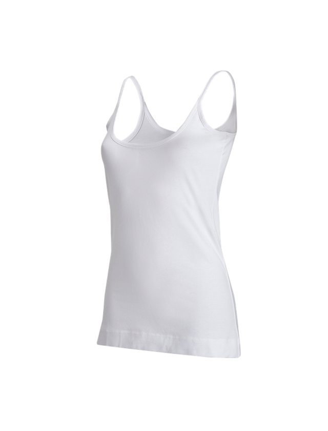 T-Shirts, Pullover & Skjorter: e.s. Spaghetti-Top cotton stretch, damer + hvid