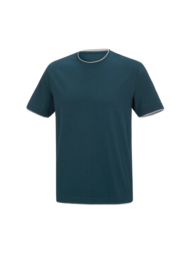 T-Shirts, Pullover & Skjorter: e.s. T-Shirt cotton stretch Layer + havblå/platin