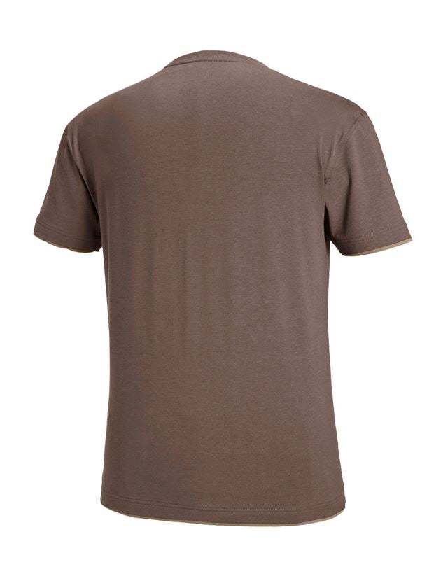 T-Shirts, Pullover & Skjorter: e.s. T-Shirt cotton stretch Layer + kastanje/hasselnød 3