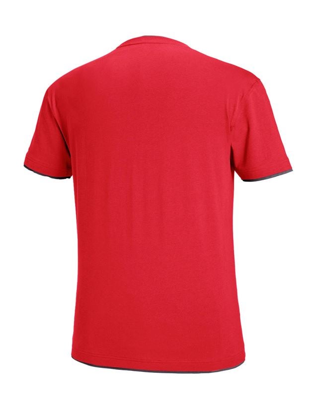 T-Shirts, Pullover & Skjorter: e.s. T-Shirt cotton stretch Layer + ildrød/sort 3