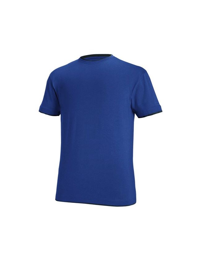 T-Shirts, Pullover & Skjorter: e.s. T-Shirt cotton stretch Layer + kornblå/sort 2