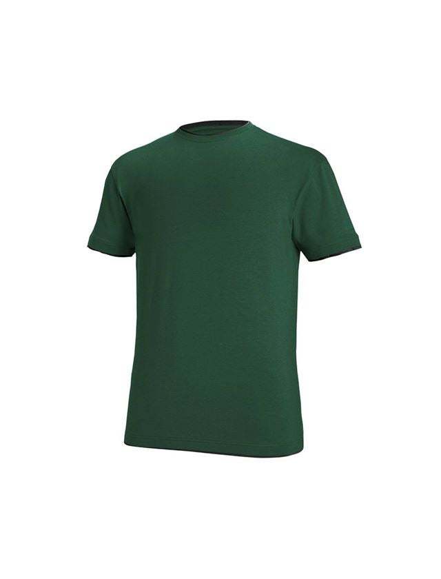 T-Shirts, Pullover & Skjorter: e.s. T-Shirt cotton stretch Layer + grøn/sort 2