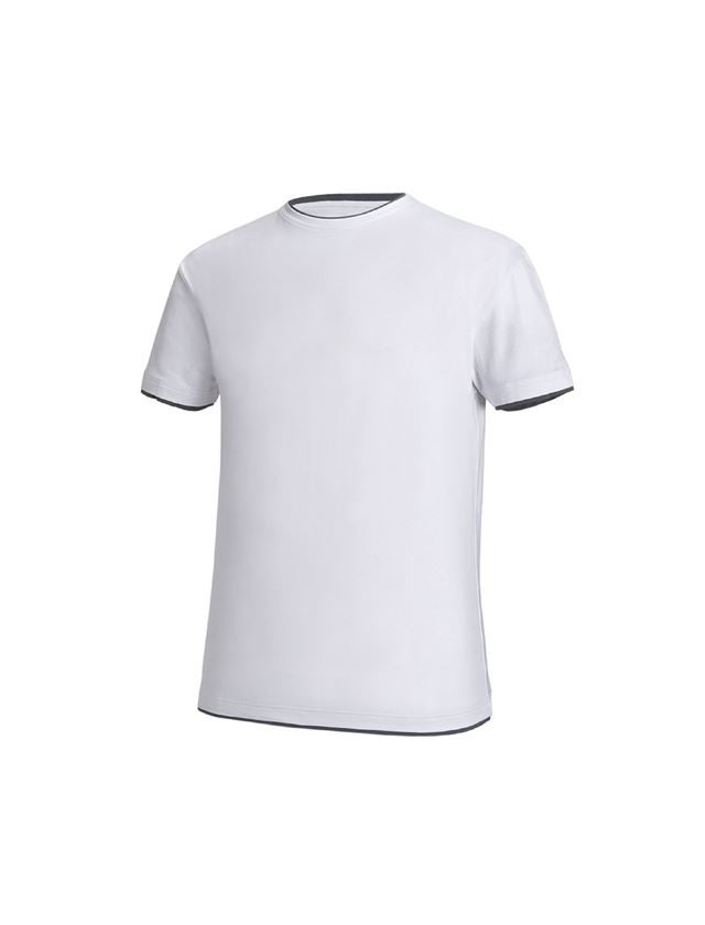 T-Shirts, Pullover & Skjorter: e.s. T-Shirt cotton stretch Layer + hvid/grå 1