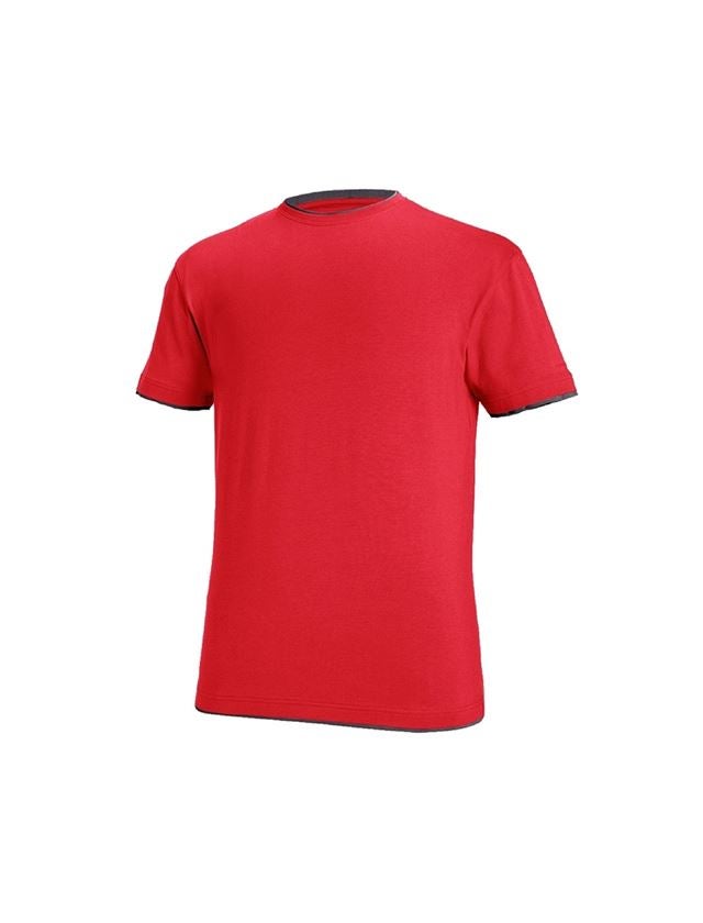 T-Shirts, Pullover & Skjorter: e.s. T-Shirt cotton stretch Layer + ildrød/sort 2