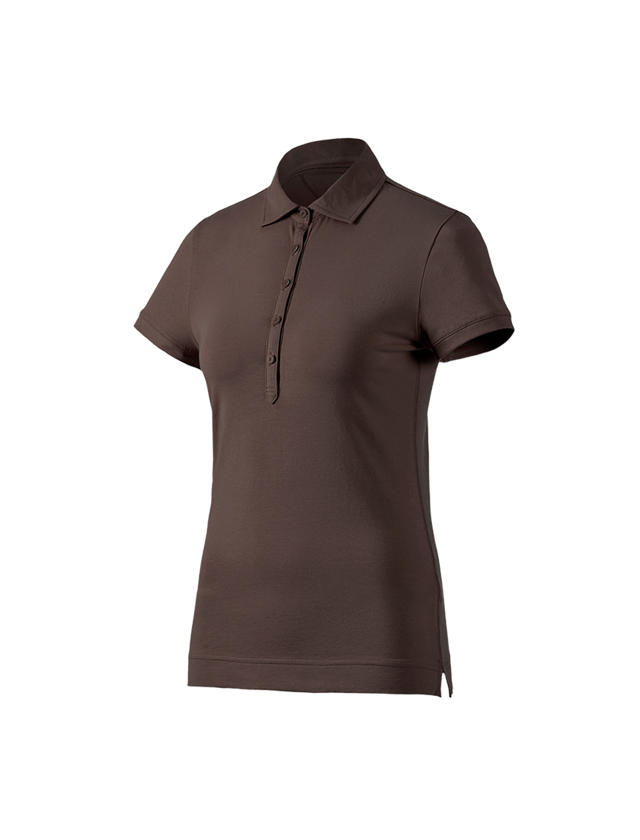 T-Shirts, Pullover & Skjorter: e.s. Polo-Shirt cotton stretch, damer + kastanje