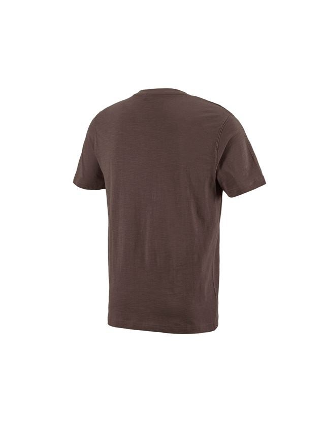 Emner: e.s. T-Shirt cotton slub V-Neck + kastanje 1