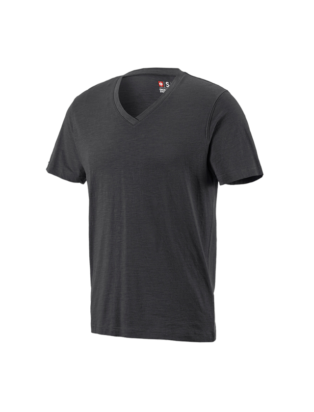 T-Shirts, Pullover & Skjorter: e.s. T-Shirt cotton slub V-Neck + grafit