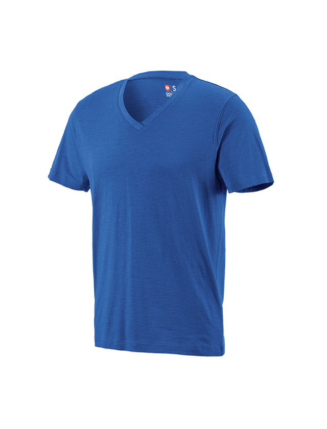 T-Shirts, Pullover & Skjorter: e.s. T-Shirt cotton slub V-Neck + ensianblå