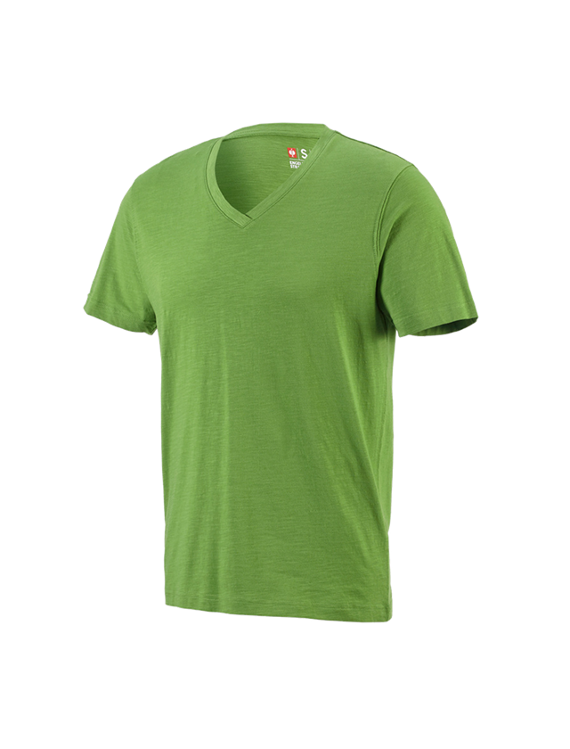 T-Shirts, Pullover & Skjorter: e.s. T-Shirt cotton slub V-Neck + havgrøn