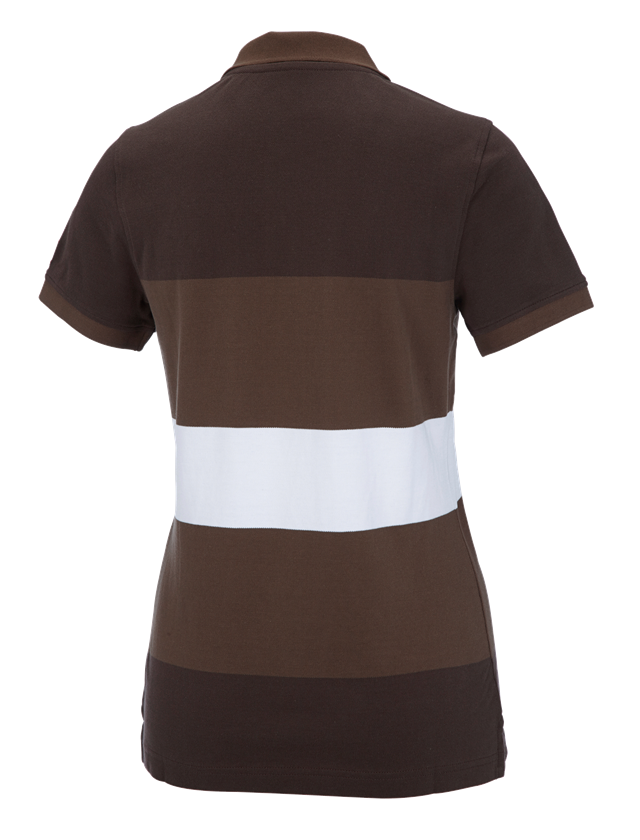 T-Shirts, Pullover & Skjorter: e.s. Pique-Polo cotton stripe, damer + kastanje/hasselnød 1
