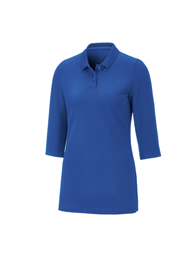 Gardening / Forestry / Farming: e.s. Pique-Polo 3/4-sleeve cotton stretch, ladies' + gentianblue