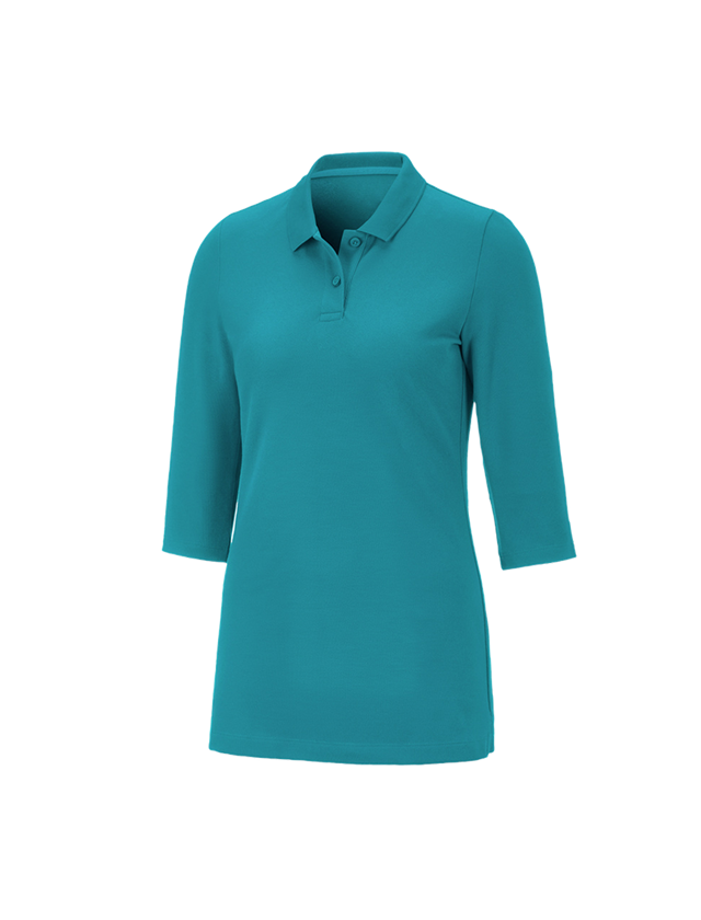 T-Shirts, Pullover & Skjorter: e.s. Pique-Polo 3/4-ærme cotton stretch, damer + ocean