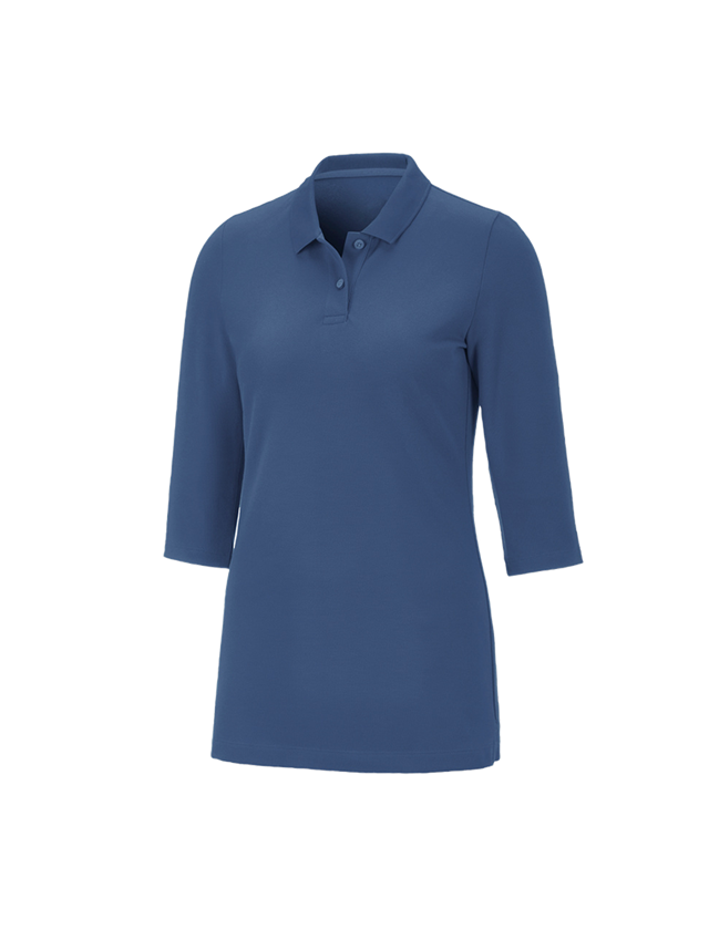 T-Shirts, Pullover & Skjorter: e.s. Pique-Polo 3/4-ærme cotton stretch, damer + kobolt