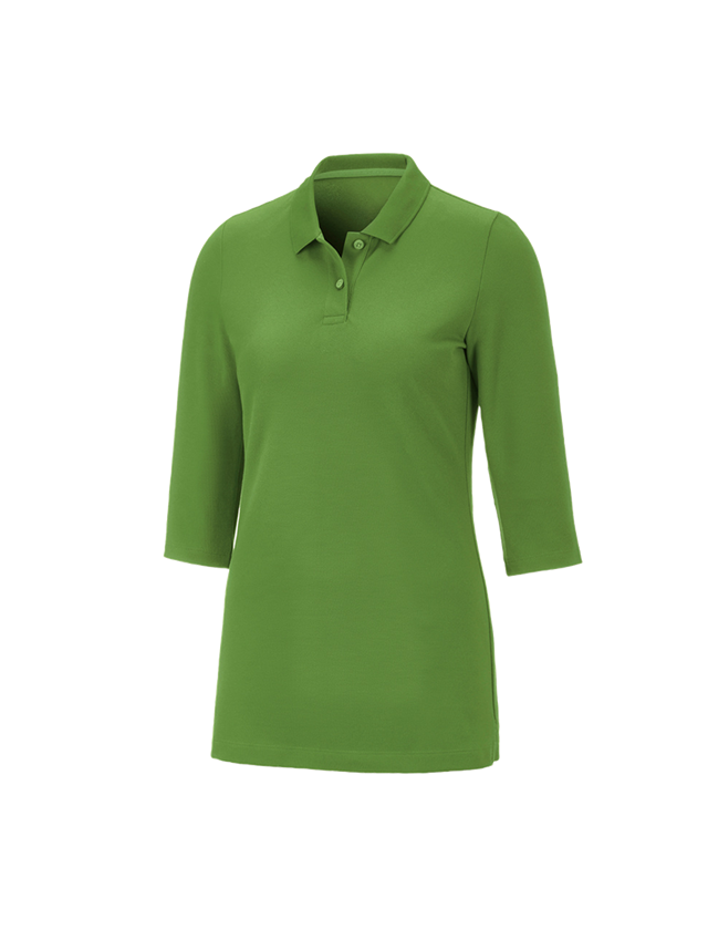 T-Shirts, Pullover & Skjorter: e.s. Pique-Polo 3/4-ærme cotton stretch, damer + havgrøn