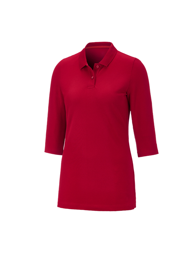T-Shirts, Pullover & Skjorter: e.s. Pique-Polo 3/4-ærme cotton stretch, damer + ildrød