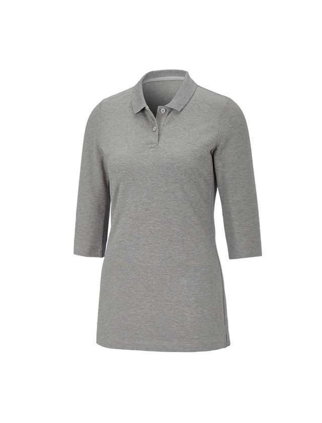 T-Shirts, Pullover & Skjorter: e.s. Pique-Polo 3/4-ærme cotton stretch, damer + gråmeleret