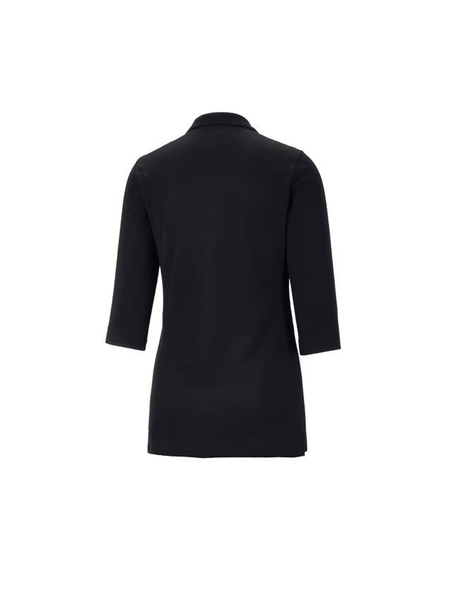T-Shirts, Pullover & Skjorter: e.s. Pique-Polo 3/4-ærme cotton stretch, damer + sort 1