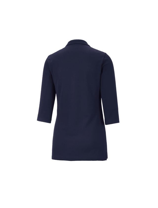T-Shirts, Pullover & Skjorter: e.s. Pique-Polo 3/4-ærme cotton stretch, damer + mørkeblå 1